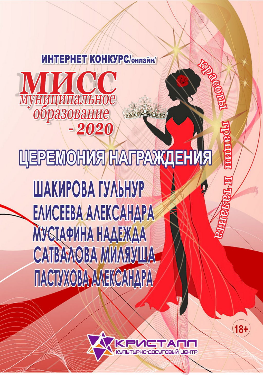 01 декабря 2020 года – церемония награждения конкурса «Мисс Муниципальное образование 2020 – on-line»